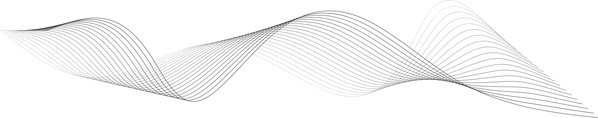 White curved abstract wave lines on a transparent background